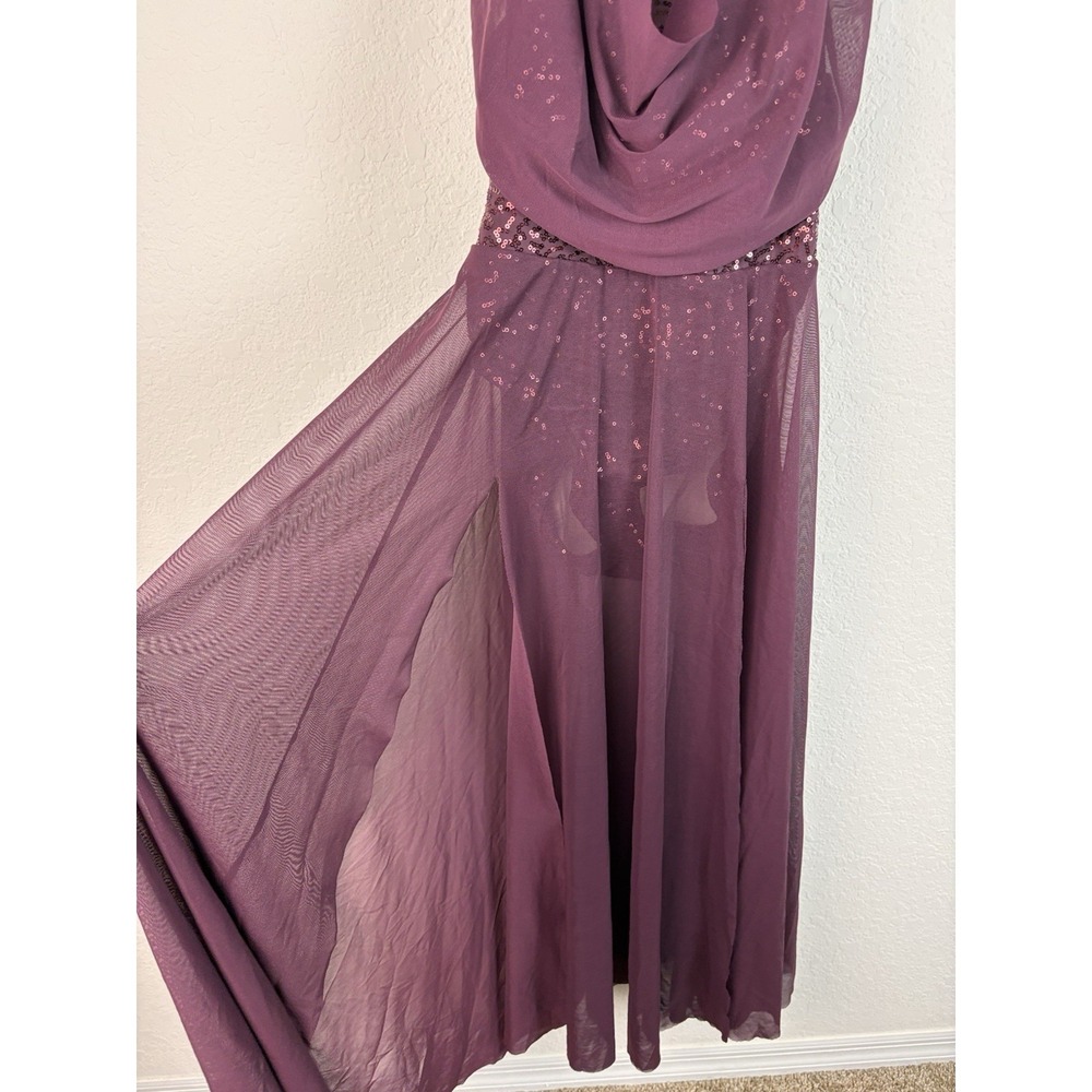 WEISSMAN Dance costume mesh dress leotard LA adult L Maxi Purple 14155 - Picture 4 of 9